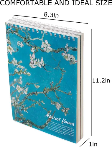 Miniatura 5 de Paquete de 2 libros estéticos de bocetos en espiral para niños, 98 libras/5.64 oz/m², papel grueso sin ácidos, A4, diario mixto en blanco, cuaderno