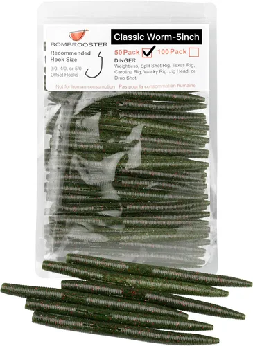 Miniatura 14 de 30/50/78/100 piezas Senko Worms Kit - Señuelos de pesca de plástico suave de 4"/5" con impregnación de sal para pesca de lubina Varios colores A