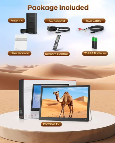 Miniatura 8 de NORTHING Televisor portátil de 17.2 pulgadas con antena, 7000 mAH integrado con entrada USB/HDMI/AV, T V pequeño de 12 V para camping, cocina