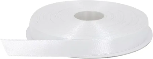 Cinta de satén blanca, 1/2 pulgada x 50 yardas, color sólido de doble cara, rollo de cinta gruesa y duradera, 100% poliéster para envolver regalos,