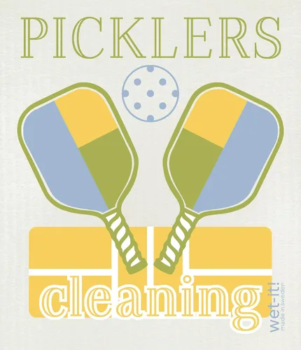 Miniatura 2 de Wet-It! Juego de paños de cocina suecos de 2 unidades - Diseño de palas de pickleball y pickleros, paños de cocina altamente absorbentes, perfectos