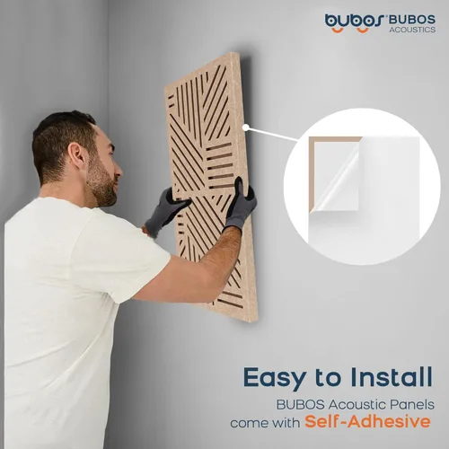 Miniatura 8 de BUBOS Paquete de 4 Paneles Acústicos Engrosados, 23.6''x11.8'' Paneles Acústicos de Pared de Cavidad Autoadhesivos Absorbentes de Sonido para Teatro