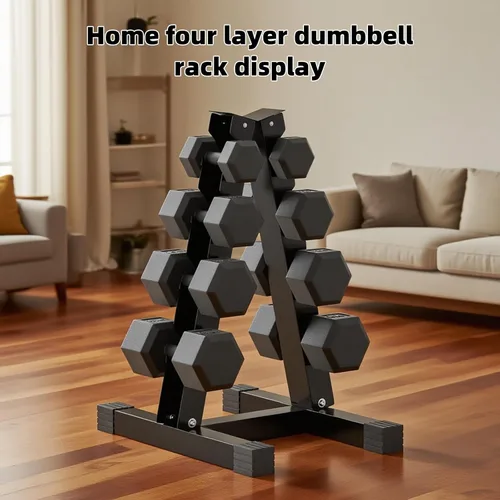 Miniatura 6 de 4-Tier Dumbbell Rack Stand, A-Frame Metal Weight Rack with Handle – Space-Saving Strength Training Dumbbell Storage for Home Gym Negro 4 niveles