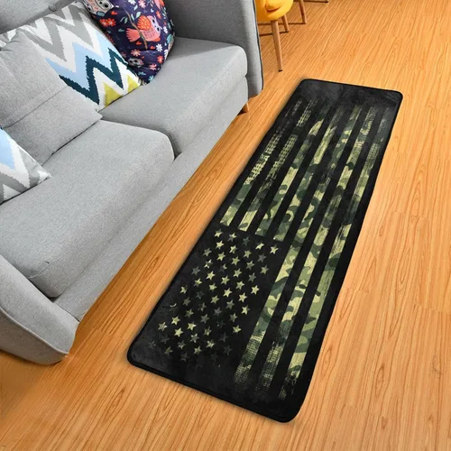 Miniatura 6 de YETTASBIN Alfombra de camino con bandera estadounidense de camuflaje, antideslizante, grande, antifatiga, para cocina, baño, sala de estar, entrada