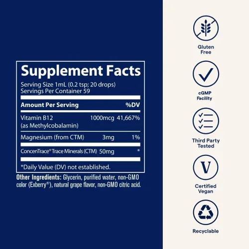 Miniatura 5 de Trace Minerals Ionic B12 - Multivitamínico líquido para el equilibrio hormonal y la función nerviosa saludable - Apoya la salud metabólica