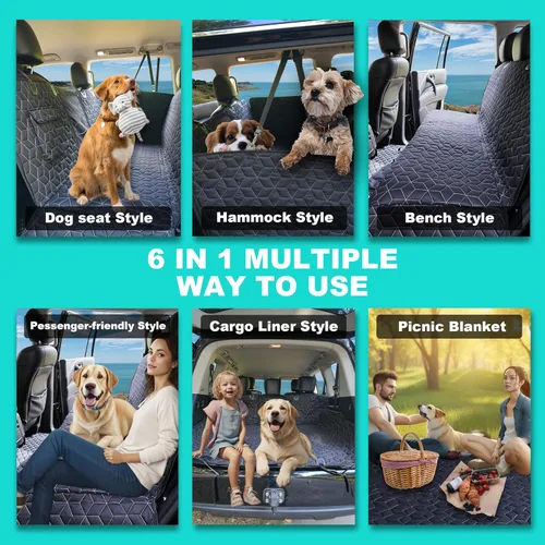 Miniatura 6 de Fundas para asientos de perro para asiento trasero de SUV, 100% impermeables, hamaca para perro para el coche, cubierta de asiento trasero de 600D
