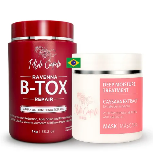 Miniatura 9 de I Belli Capelli Ravenna B-tox Kit - Tratamiento alisador del cabello con máscara de aceite de argán, 17.64 oz, sin formaldehído, antiencrespamiento