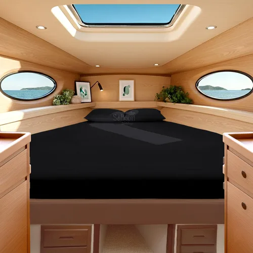 Miniatura 23 de Universal V Berth - Juego de sábanas de 4 piezas para barco, 100% algodón egipcio, la mejor ropa de cama de barco V, se adapta a colchones de hasta