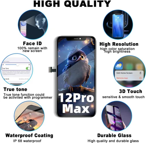 Miniatura 4 de Kit de reemplazo de pantalla para iPhone 12 Pro Max de 6.7 pulgadas, pantalla LCD Full HD con digitalizador de pantalla táctil 3D Touch, ensamblaje