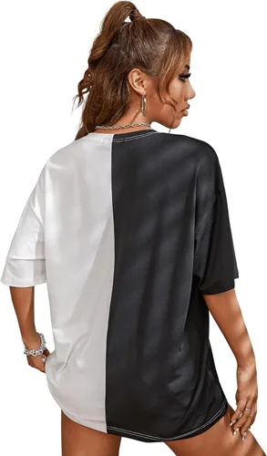Miniatura 2 de SOLY HUX Camiseta de manga corta para mujer, con estampado gráfico, informal, con letras, para verano