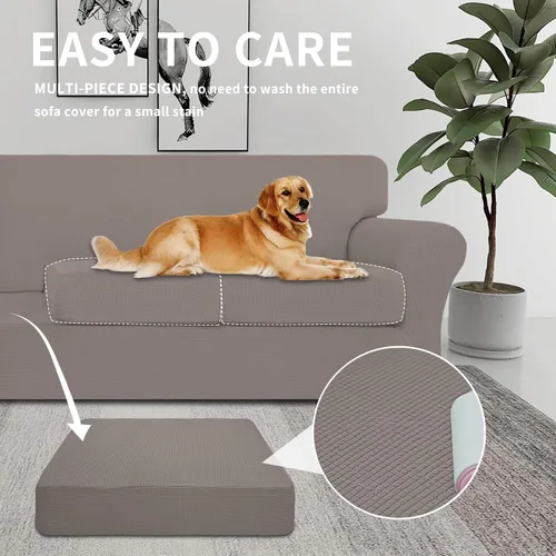Miniatura 3 de Easy-Going - 4 piezas de funda elástica para sofá de gran tamaño para perros, lavable, para 3 cojines separados, protector de muebles elástico
