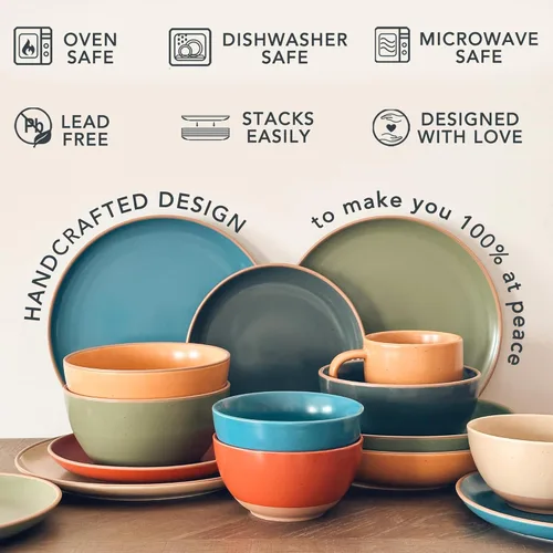 Miniatura 4 de Mora Ceramic Artisan - Juego de 4 tazas grandes mate para latte de 16 oz - Aptas para microondas, tazas de café de porcelana con asa grande