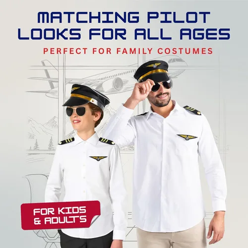 Miniatura 5 de Dress Up America Conjunto de disfraz de piloto - Conjunto de accesorios de disfraz de piloto de aerolínea para niños y adultos