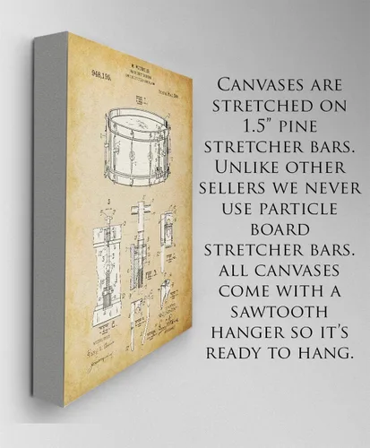 Miniatura 5 de Waechtler Snare Drum Patent Print - Classic Music Studio Decor, Percussion Instrument Display, Orchestra Concert Band Poster, Great Gift for