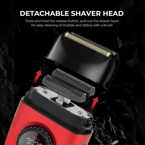 Miniatura 6 de VGR Juego de cortapelos de barbero profesional 3 en 1, recortadora de pelo, afeitadora de lámina, kit de corte de pelo inalámbrico con potente motor
