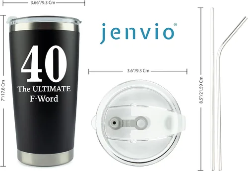 Miniatura 6 de Regalos de 40 cumpleaños 40 is the Ultimate F Word Vaso de acero inoxidable de 20 onzas para hombres, mujeres, marido, esposa, regalo del día