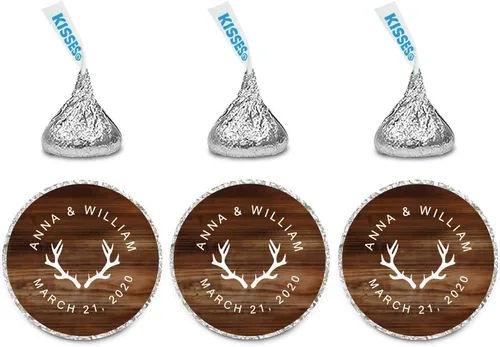 Miniatura 37 de Andaz Press Etiquetas personalizadas de gota de chocolate para boda, nombres y fecha redondos de novios, azul bebé, paquete de 240, personalizadas