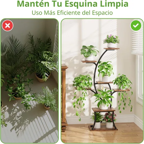 Miniatura 5 de Soporte para plantas de interior con luces de crecimiento, estante de plantas de interior de 7 niveles, soportes de esquina de 44 pulgadas