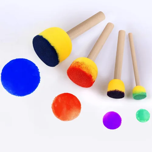 Miniatura 4 de Juego de 30 esponjas redondas, pinceles de esponja redondos para pintar, esponjas de pintura para acrílico, herramientas de pintura para niños