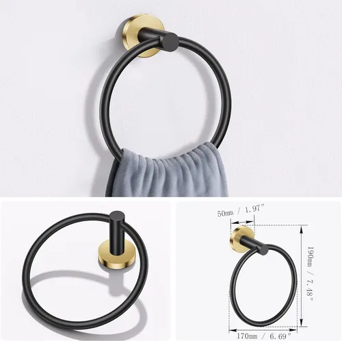 Miniatura 4 de Lairuier Juego de accesorios de baño, juego de 4 piezas de soporte para toallas que incluye soporte para papel higiénico, anillo para toallas y 2