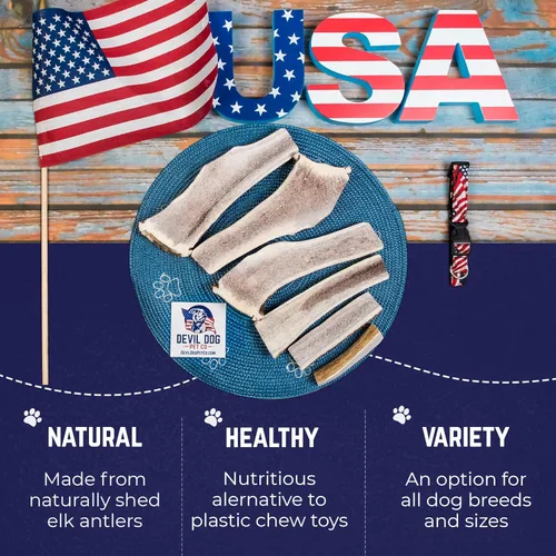 Miniatura 4 de Devil Dog Pet Co. Cuernos de alce divididos para perros, masticables naturales para perros con médula expuesta, larga duración y sin olor