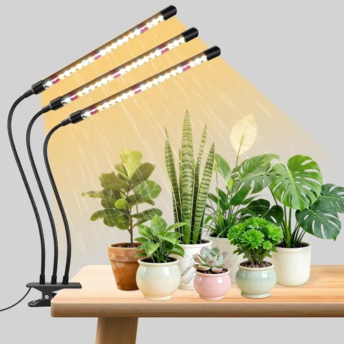 Miniatura 8 de SDOVUERC Luces de cultivo para plantas de interior, lámparas LED de espectro completo de 4 cabezales con clips y cables de 10 pies para cultivo