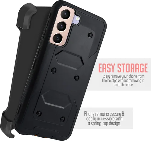 Miniatura 2 de Para Samsung Galaxy S21 6.2 pulgadas 2021, con clip para cinturón, funda resistente de cuerpo completo, protector de pantalla integrado, funda