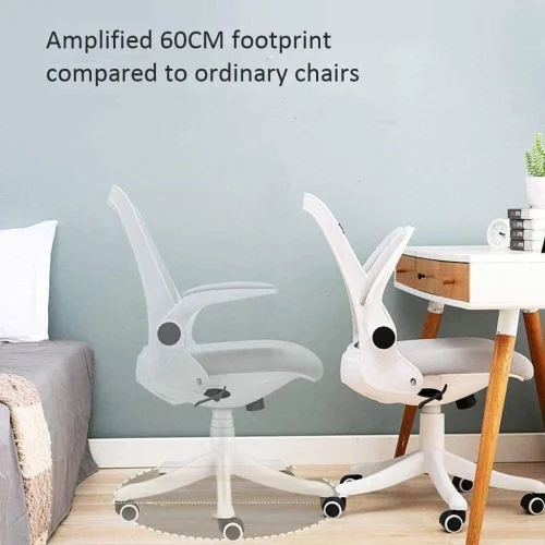 Miniatura 3 de Silla de oficina ergonómica de malla giratoria con respaldo medio para computadora con brazos abatibles (blanco)