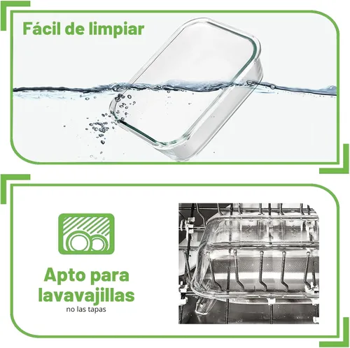 Miniatura 6 de Paquete de 8 recipientes de vidrio grandes para preparación de comidas de 36 onzas con tapas, recipientes de almacenamiento de alimentos de vidrio