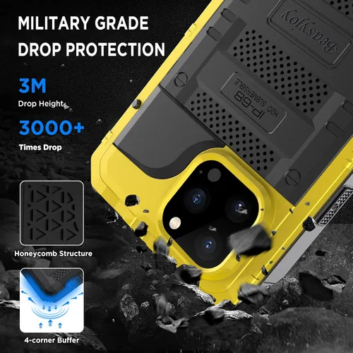 Miniatura 5 de Beasyjoy Funda impermeable para iPhone 14 Pro Max, funda de metal resistente con protector de pantalla integrado, protección de cuerpo completo