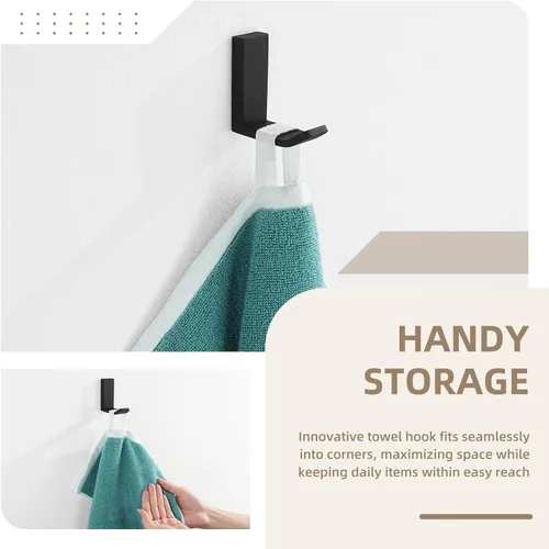 Miniatura 4 de Aomasi Gancho para toalla, color negro mate, soporte para toalla de mano de baño de acero inoxidable 304, soporte de pared para colgar ropa Mate