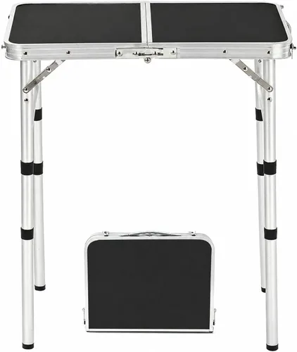 YUFIFAIRY Mesa plegable pequeña portátil, mesa de campamento plegable de 24 pulgadas de largo x 16 pulgadas de ancho con 3 alturas ajustables,