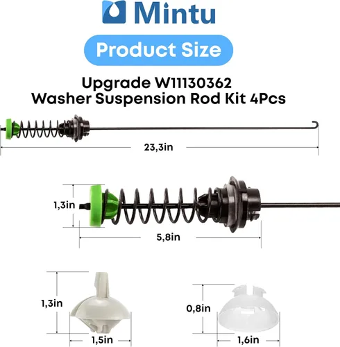 Miniatura 2 de W10780048 Kit de varilla de suspensión para Roper RTW4640YQ0 RTW4640YQ1 RTW4740YQ0, Whirlpool 1CWTW4740YQ0 1CWTW4740YQ1 1CWTW4740YQ2 1CWTW4800YQ2 Q1