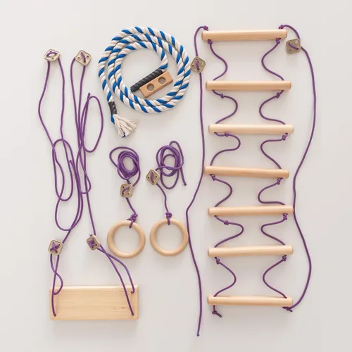 Miniatura 7 de Barras de pared de escalera sueca con barra de dominadas para niños y adultos, barras de madera para gimnasio en casa con anillos de gimnasia