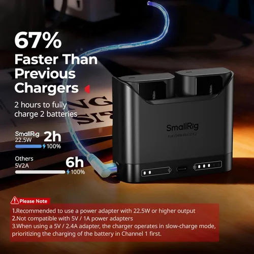 Miniatura 3 de SMALLRIG DMW-BLK22 - Juego de baterías para cámara Panasonic, cargador de doble ranura de 22.5 W con baterías de 1940 mAh, compatible con Panasonic