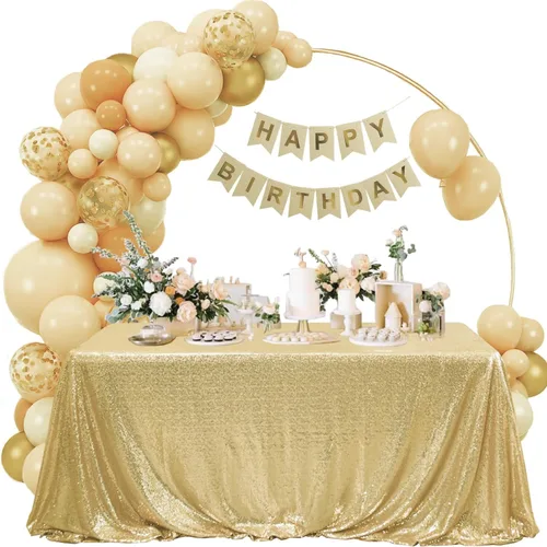 Miniatura 22 de Manteles redondos de lentejuelas negros para fiestas, de 121,9 cm, mantel redondo de purpurina ajustado, pequeño, lindo y dulce, para boda