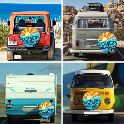Miniatura 3 de Funda de neumático de repuesto Forever Chasing Sunsets, accesorios de camping para neumáticos de repuesto resistentes a la intemperie, a prueba