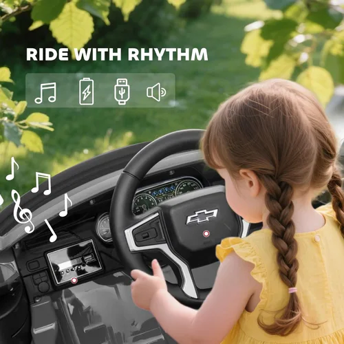 Miniatura 6 de Aosom Chevrolet Tahoe Ride On Car con licencia de 12 V 7 AH batería de juguete con control remoto parental, luces LED, música, suspensión de 4 Gris