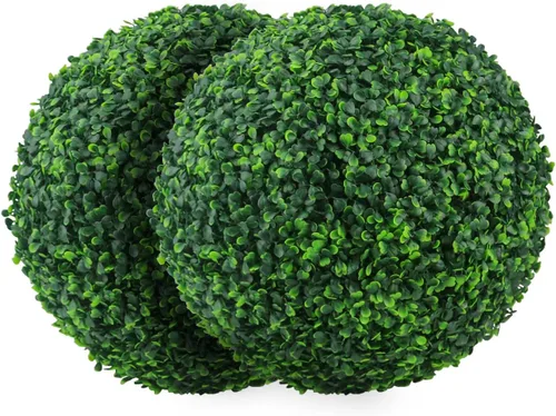 Sunnyglade 2 piezas 18 cm 4 capas Bola de planta artificial tipo topiaria Bolas decorativas de boj de imitación para el patio trasero, balcón,