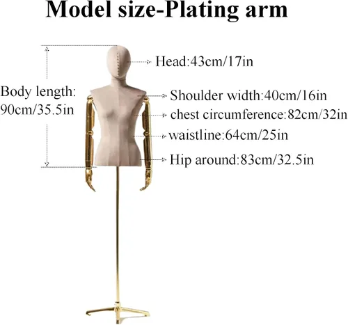 Miniatura 2 de Mannequin Countertop Velvet Surface Half Body Female with Tripod Stand Adjustable Height Hanging Fashion Form Display