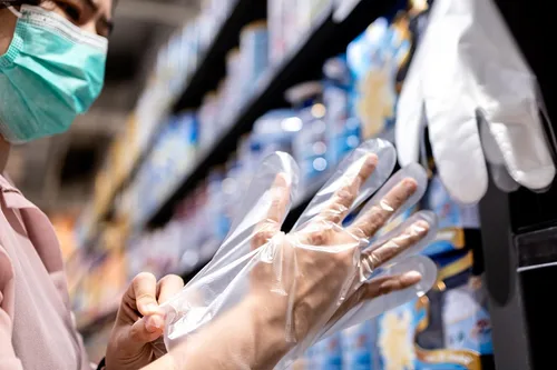 Miniatura 4 de KingSeal 500 guantes desechables de polietileno ligeros, sin polvo, sin látex, seguros para alimentos, tamaño grande, 1 caja de 500 guantes