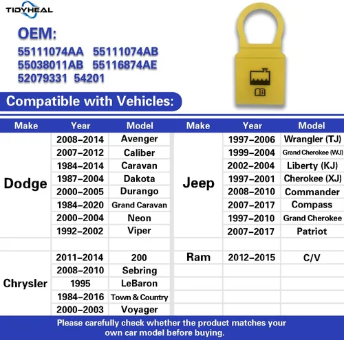 Miniatura 2 de Tidy Heal Tapa de depósito de refrigerante amarillo, tapa de refrigerante, tapa del tanque de recuperación de refrigerante del motor para Chrysler
