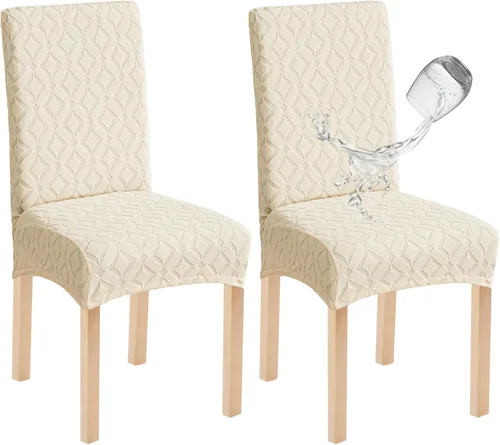 Miniatura 8 de Genina Juego de 4 fundas impermeables para sillas de comedor, extraíbles y lavables, color beige grande