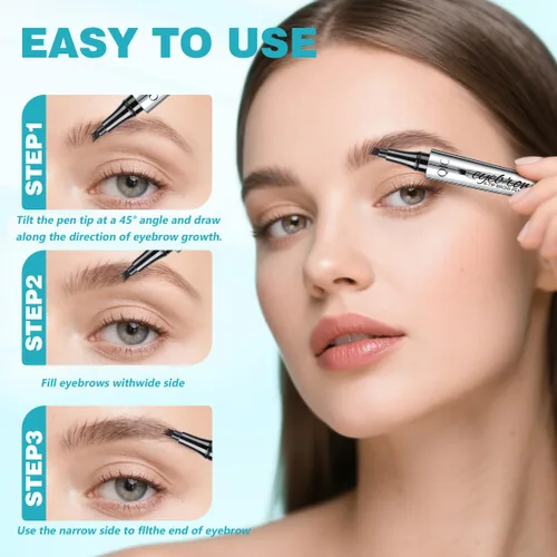 Miniatura 3 de Lápiz de cejas con microcuchilla de 4 puntas para maquillaje natural de cejas, bolígrafo de microblading impermeable y a prueba de manchas