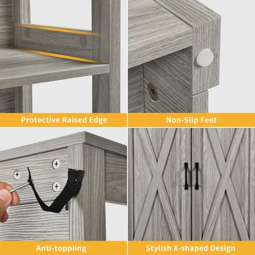 Miniatura 5 de DWVO Caja de Arena Grande Oculta con Estantes y Estación de Carga, Recinto de Madera para Cajas de Arena Autolimpiables, Gris