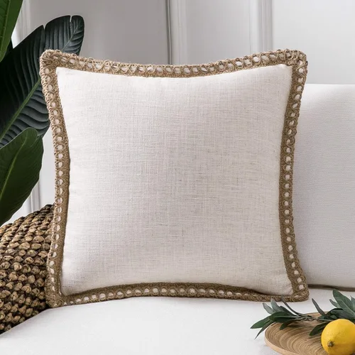 Miniatura 44 de Phantoscope Farmhouse - Fundas de almohada decorativas para exteriores, Poliéster & Mezcla de poliéster, Beige, 18" x 18