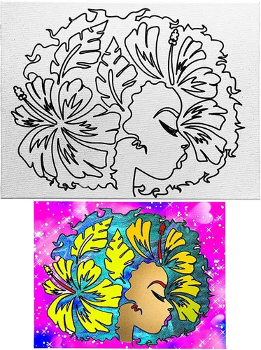 Miniatura 2 de Pre Drawn Canvas Paint Kit for Adults Kids Couples 4-40 PACK Discounted Bundle Afro Nature Therapeutic Retro DIY Birthday Gift & Sip and Paint