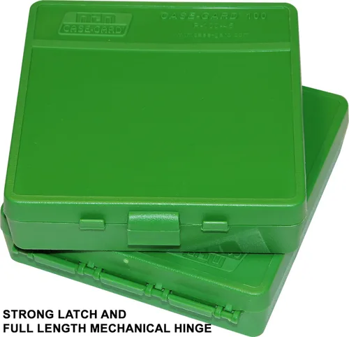 Miniatura 3 de MTM Caja para 100 municiones de punta redonda, calibre 40, 45, o 3/8 pulgadas, con tapa. Verde