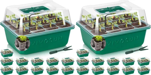 Miniatura 11 de VIVOSUN Paquete de 12 bandejas de inicio de semillas, kit de inicio de semillas de 144 celdas con cúpula de humedad, bandejas planas reutilizables