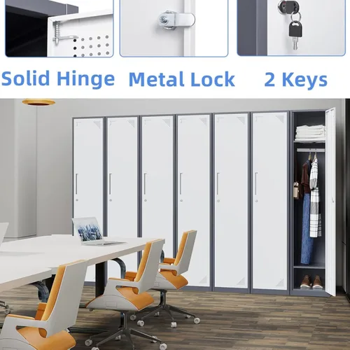 Miniatura 4 de Yizosh Taquillas de metal para empleados con llaves, armario de almacenamiento de 71 pulgadas para empleados con 1 puerta, armario de almacenamiento